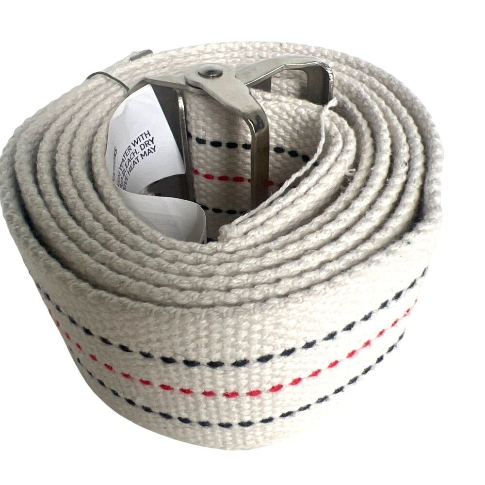 Gait Belt With Metal Buckle 60" Cotton‎ Medline White Red Blue Stripes